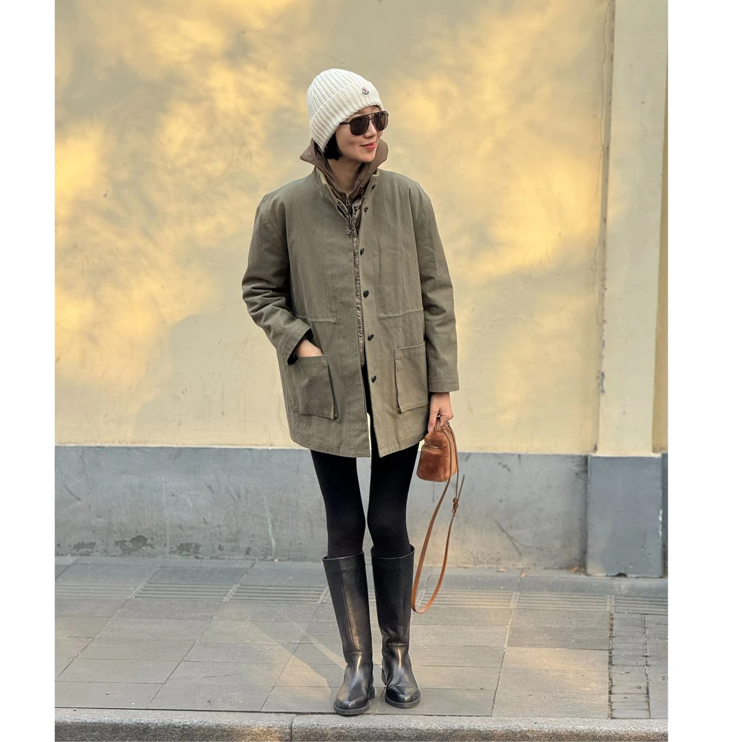 工装风军绿外套大衣