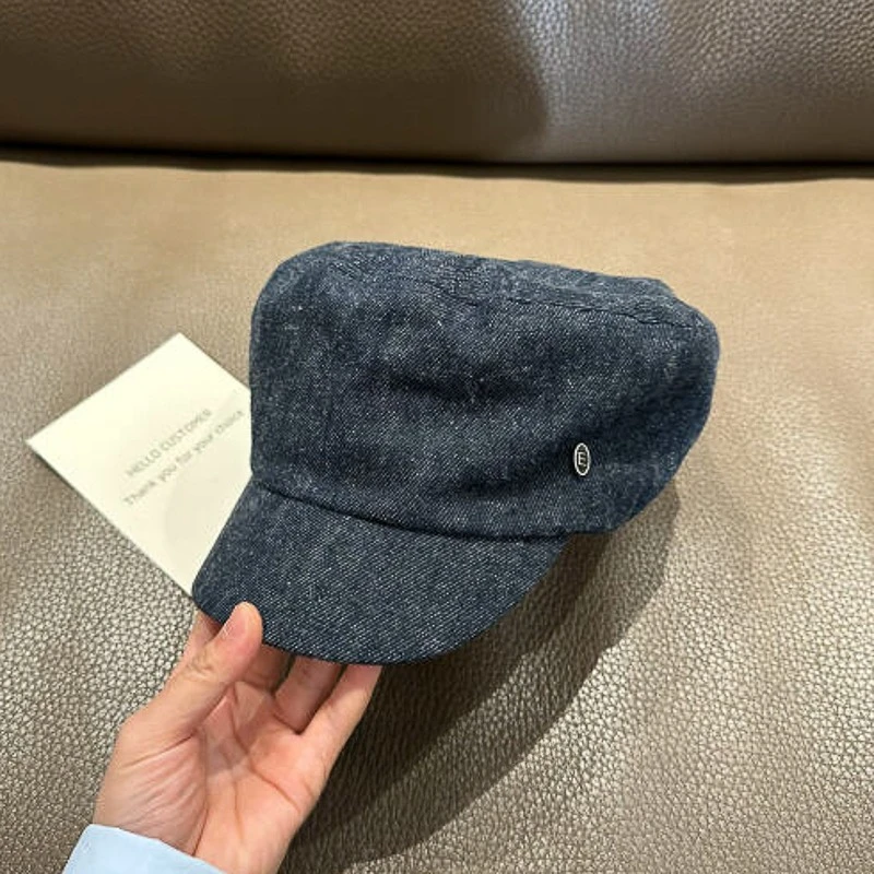 超正版型！日系水洗春夏平顶牛仔马术帽高端时尚通勤报童帽画报帽