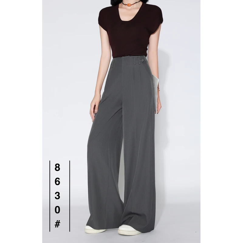 春季时尚休闲高腰宽松显瘦百搭春秋阔腿裤HG8630