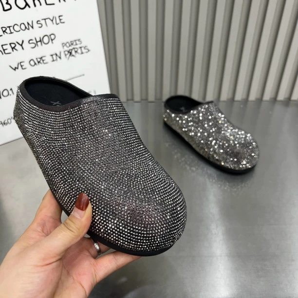 主播推荐2025年（时光之星）353-5水钻包头女鞋平底懒人拖鞋百搭