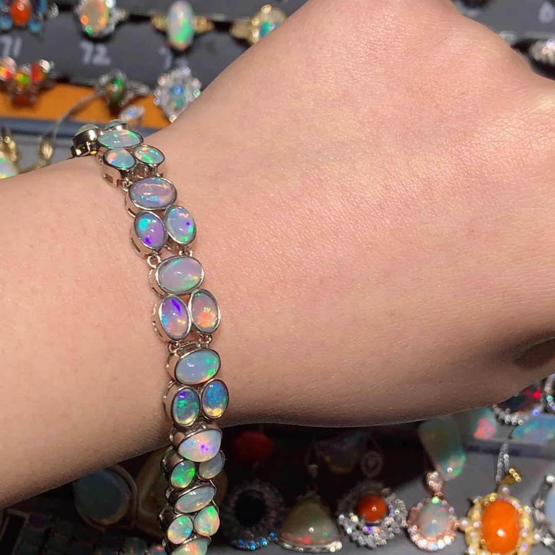 欧泊福利手链银S925镶嵌