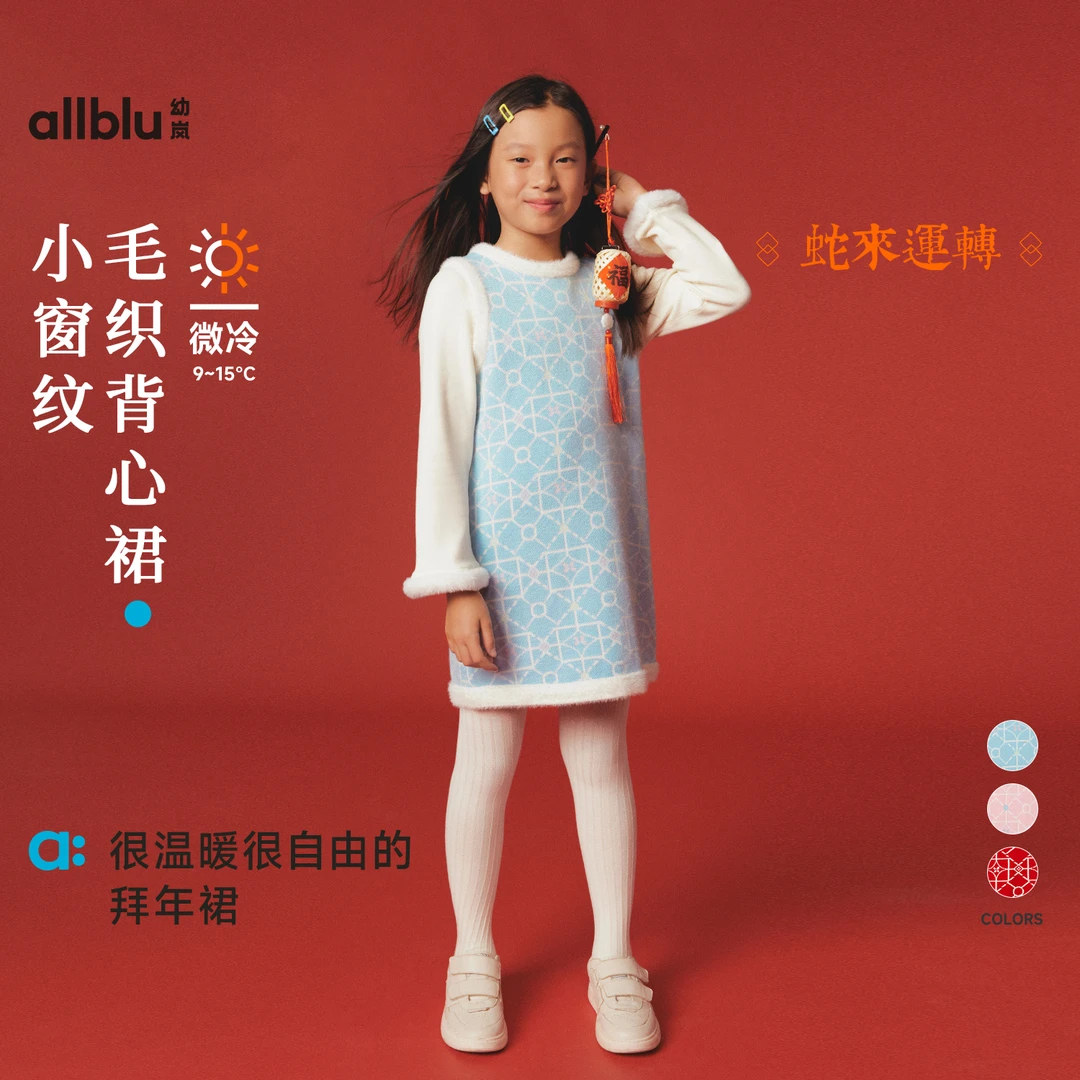 allblu幼岚儿童连衣裙女童毛织背心裙秋冬季公主群裙【ZJ12-1】5