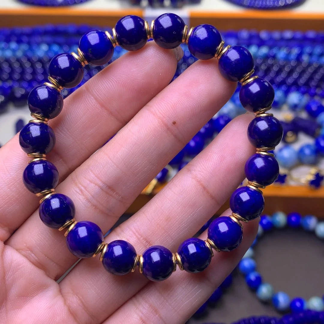 青金石银S925镶嵌手串9mm