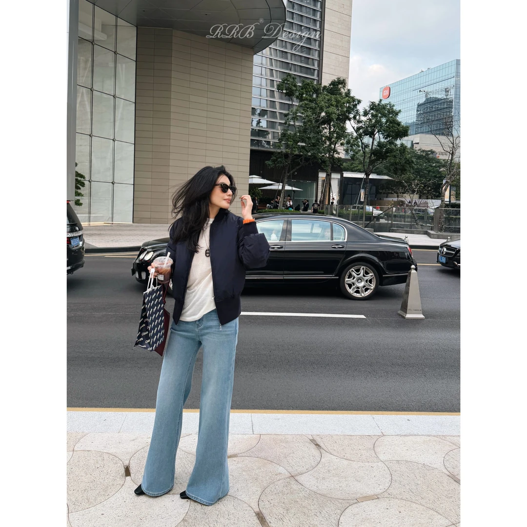 RRB Design 真丝记忆棉纯色百搭显瘦加厚保暖棒球羽绒外套