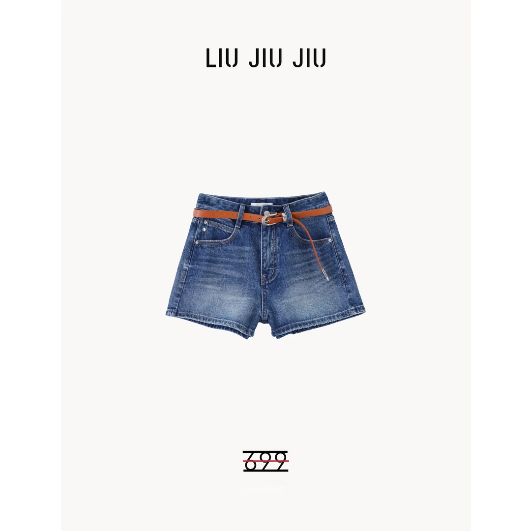 LIUJIUJIU 夏季时尚百搭宽松显瘦高腰牛仔短裤阔腿A字热裤DK3915L