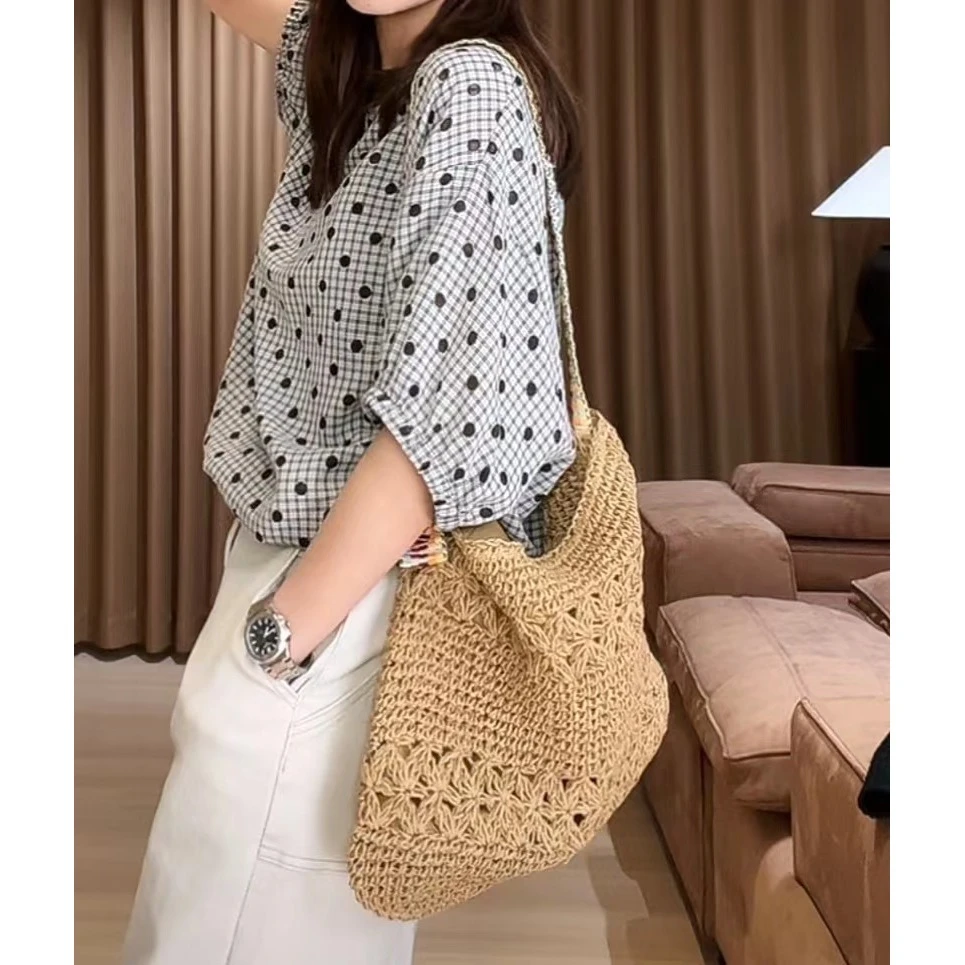 YUEYUE分享小众设计彩带斜跨镂空编织包 2404B1579