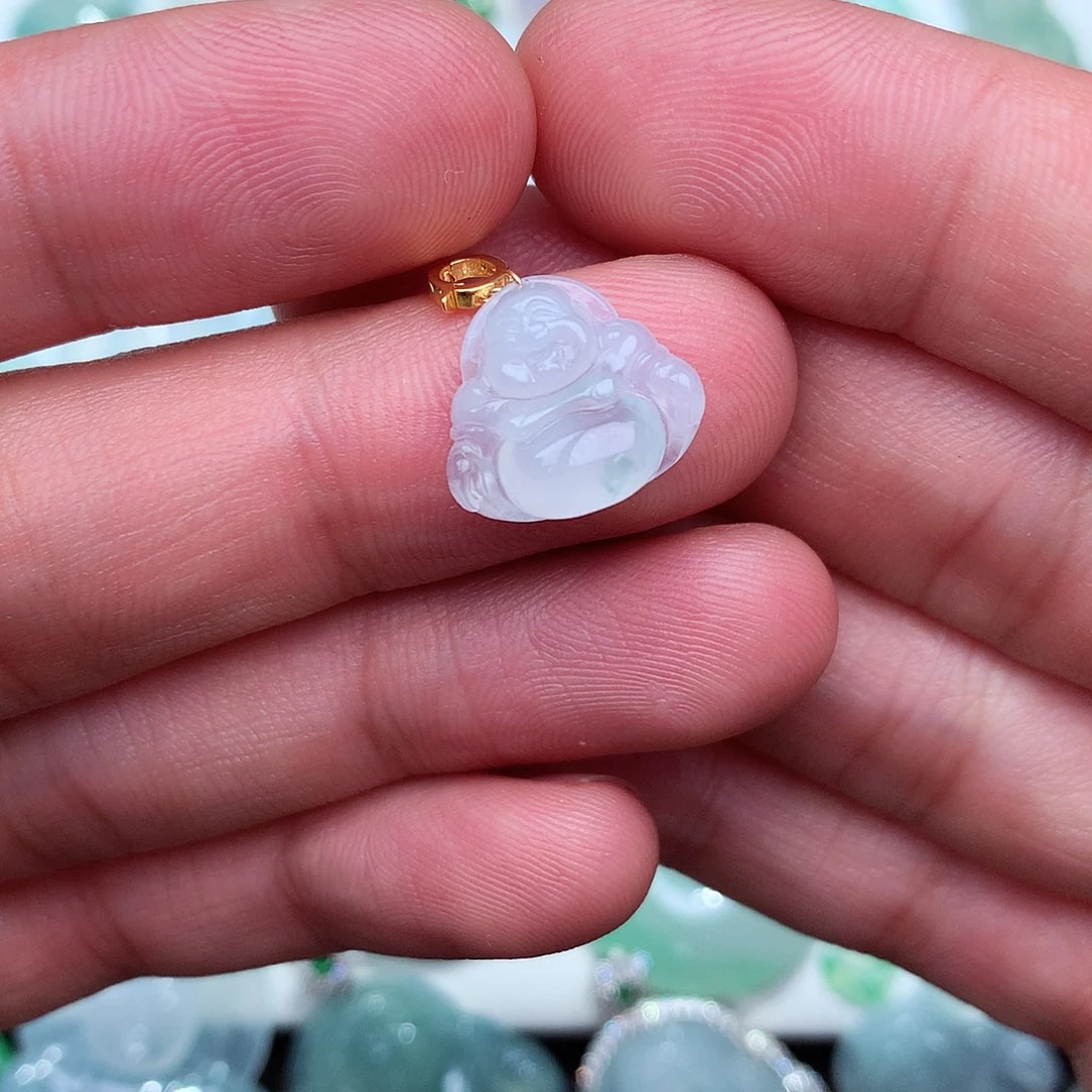 翡翠吊坠(不含链)18K金镶嵌