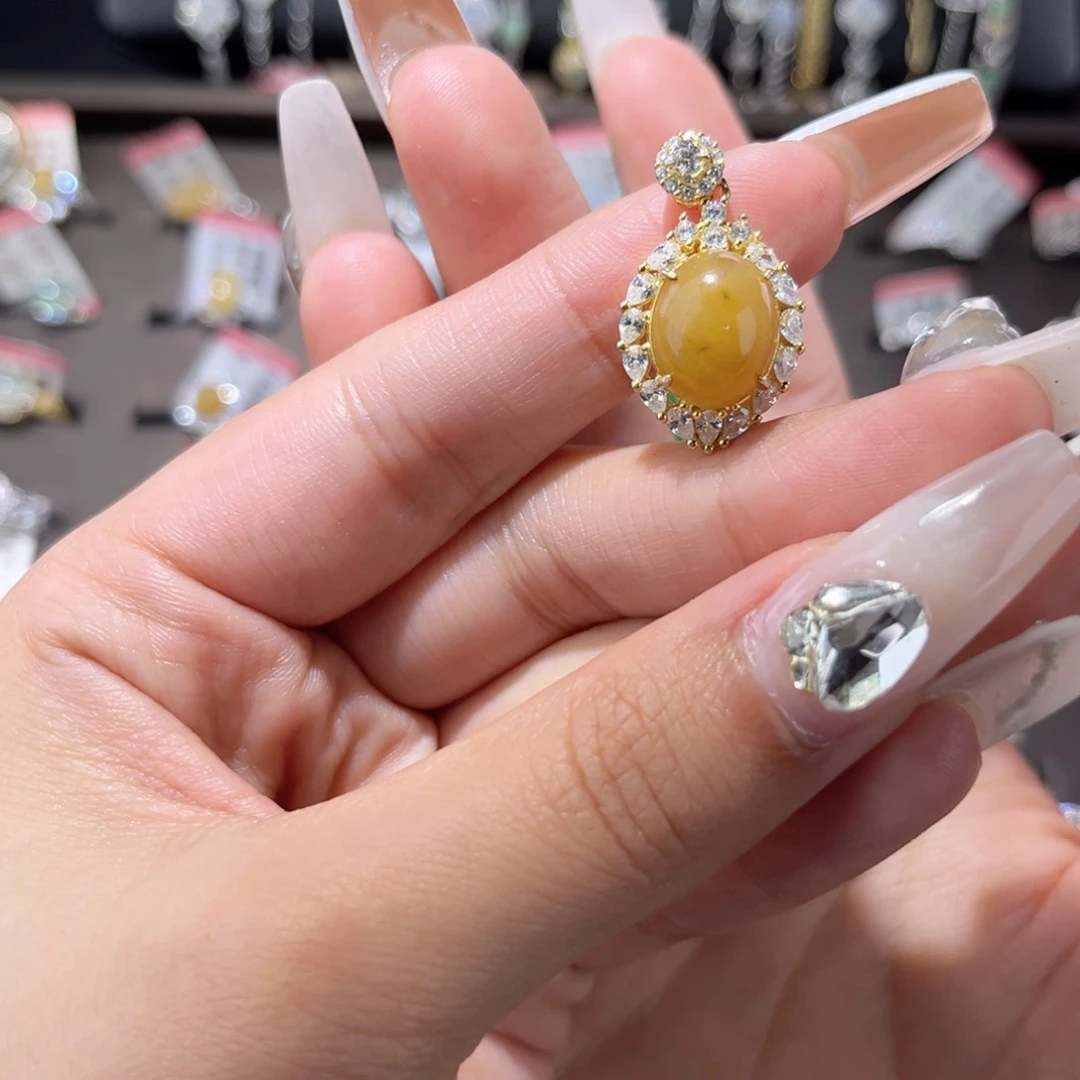 翡翠银S925镶嵌颈饰46788