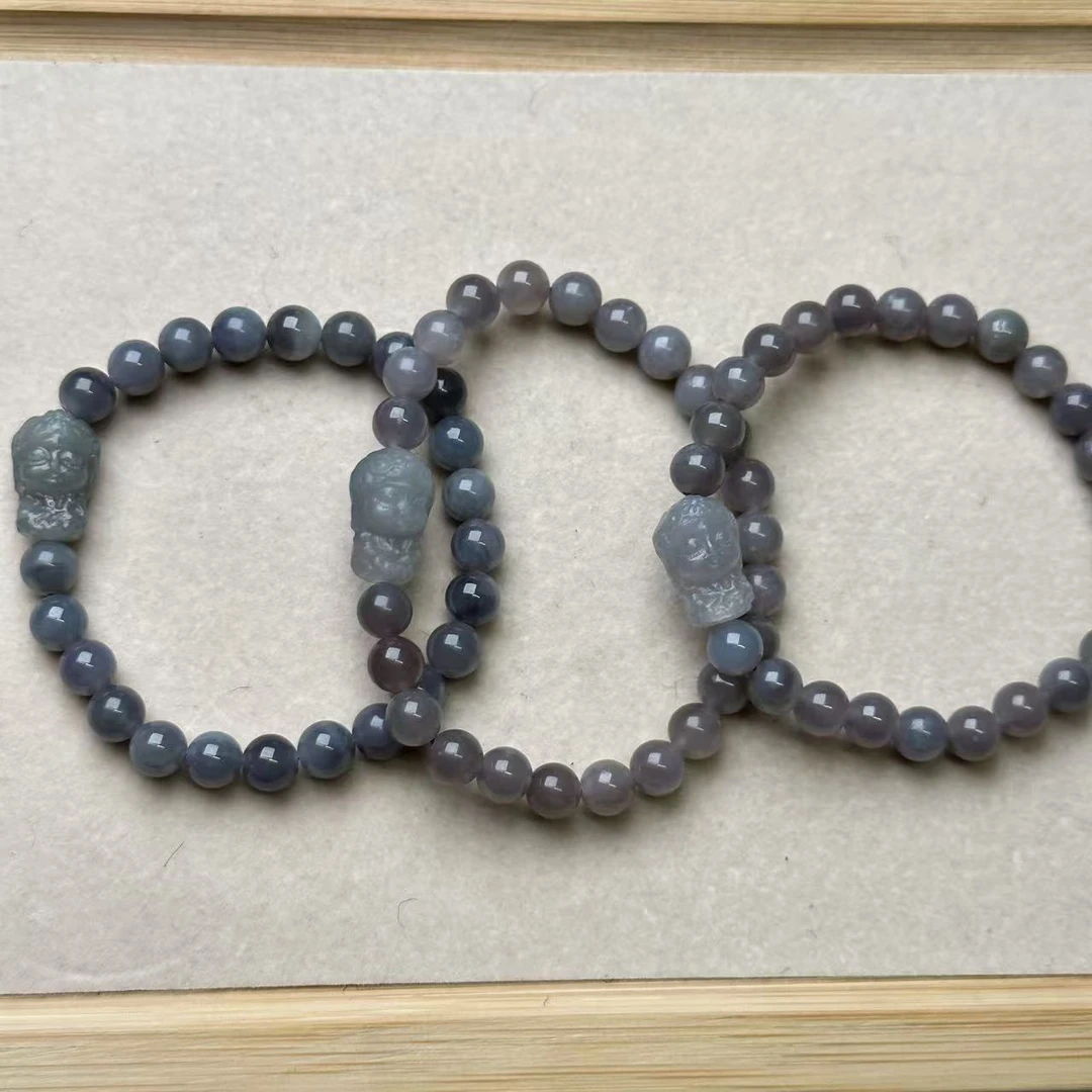 【E18】和田玉烟紫手串多样性发其一