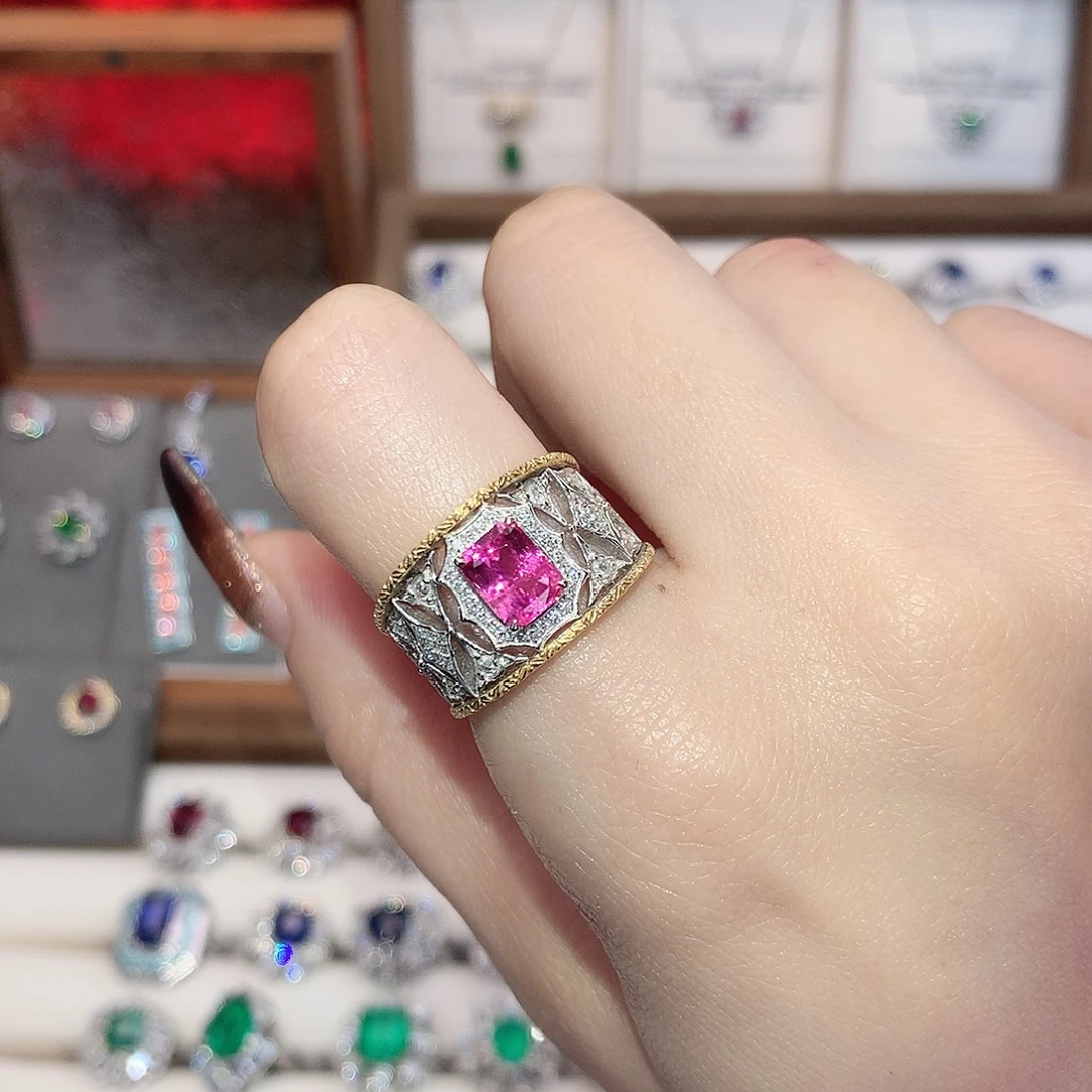 戒指尖晶石18K金镶嵌1.1ct/天然宝石/七天无理由