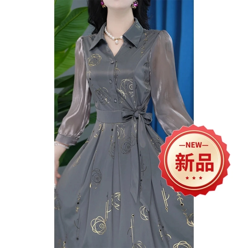 时尚长袖气质显瘦修身春季收腰复古女装连衣裙