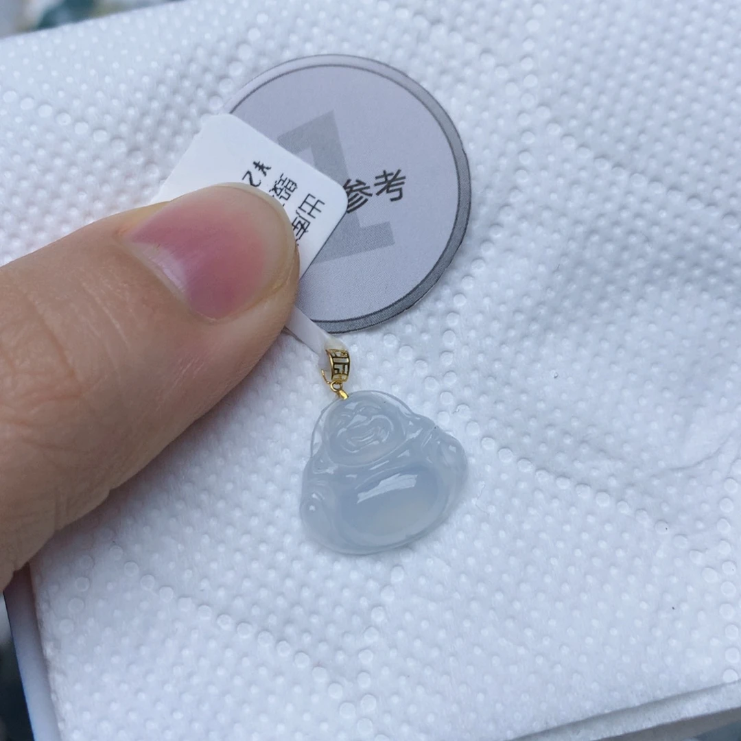 翡翠18K金镶嵌颈饰天然A货翡翠