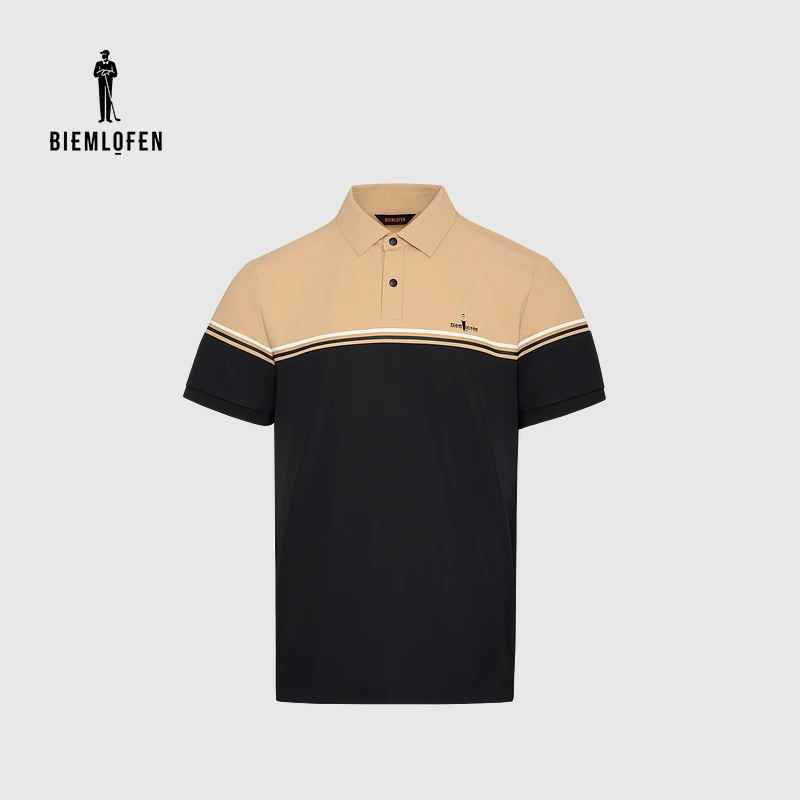 【冷感科技面料】比音勒芬高尔夫2025夏新款男撞色翻领短袖POLO衫