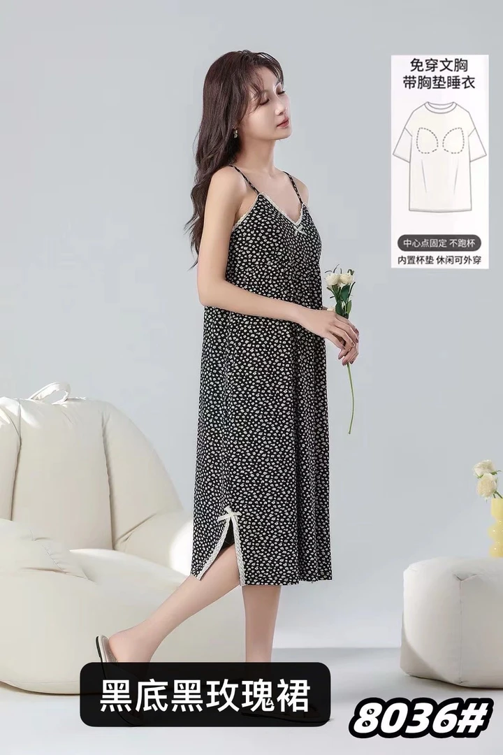 以凡推荐；可爱风奢华碎花夏季刺绣性感睡裙连衣裙欧若假日风8036