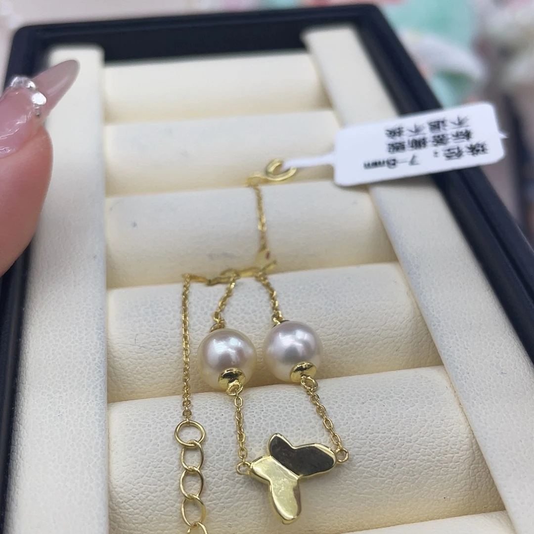 手绳银S925镶嵌海水珍珠