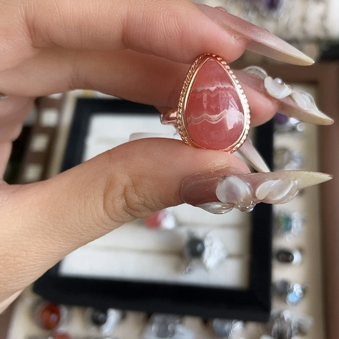 好***宝银S925镶嵌戒指烟晶五花肉