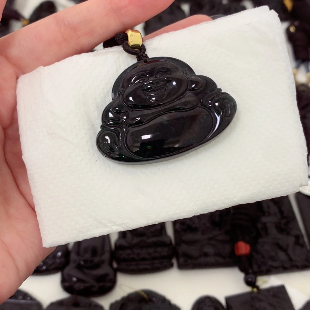 翡翠未镶嵌挂件天然a货钢琴黑挂件