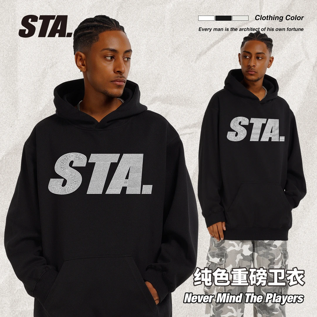 【S5521631】STA国潮重磅小领口圆领卫衣男女同款秋冬季男上衣