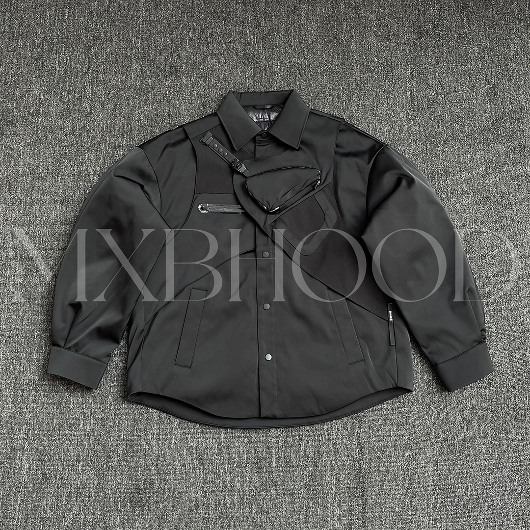 【阿信】黑甲卫-设计立体小众潮牌高品衬衫领阔版廓形不规则羽绒服
