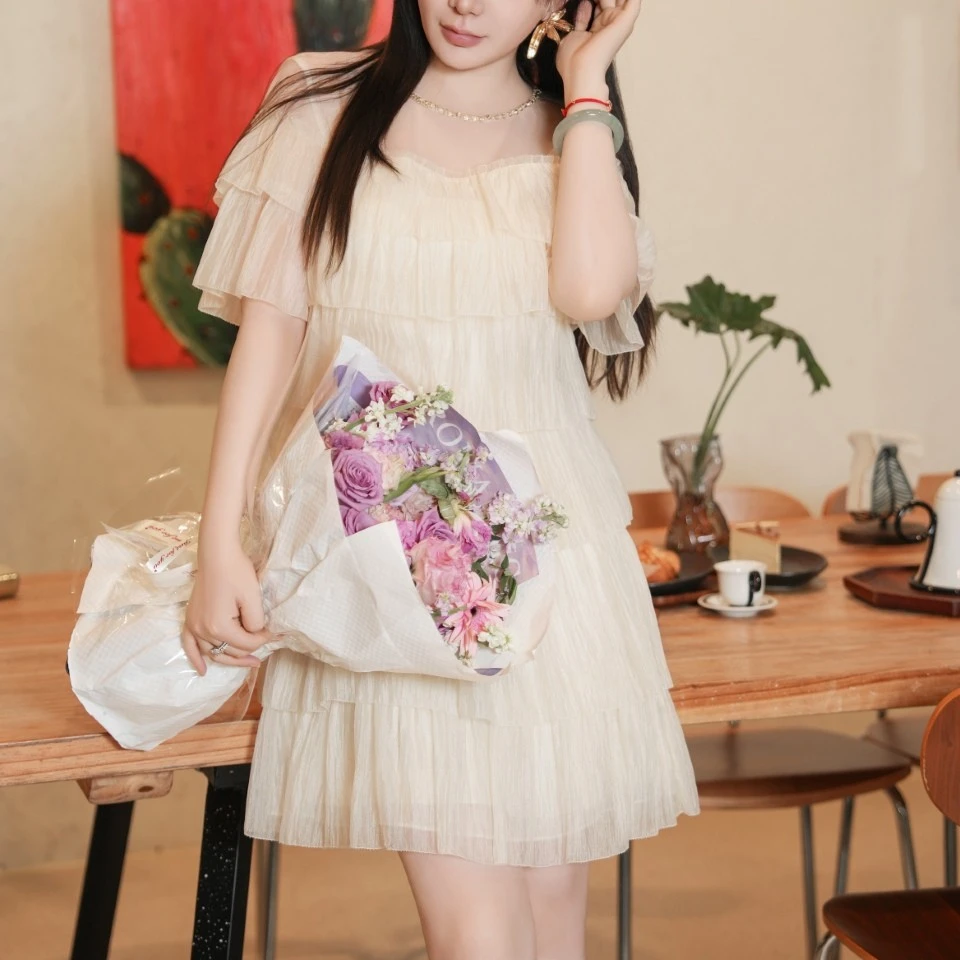 COCOON香槟色蛋糕裙气质法式甜美少女显瘦夏季25205AF022078103