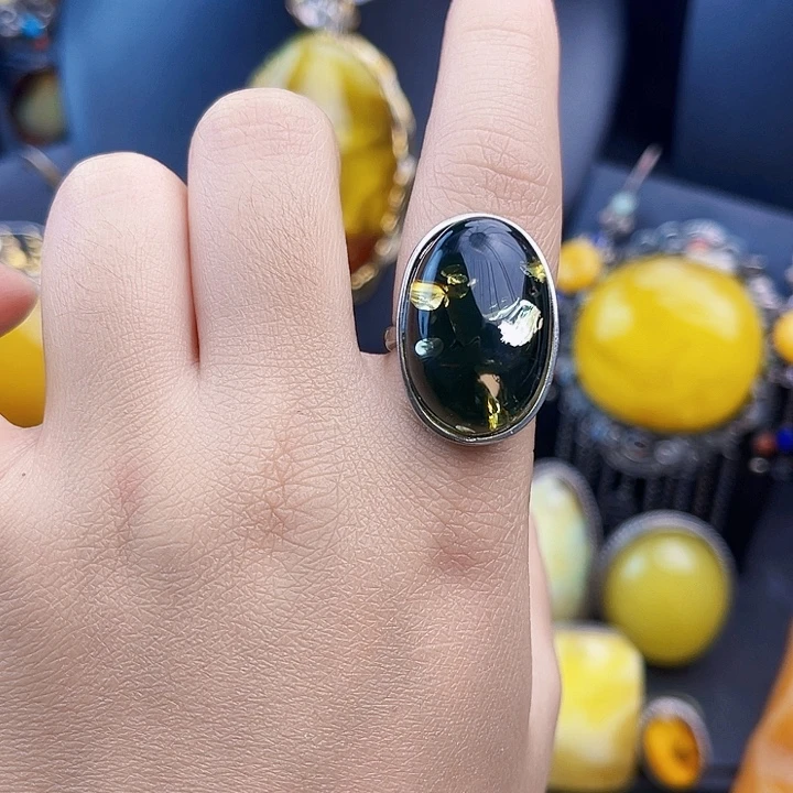 琥珀银S925镶嵌裸石