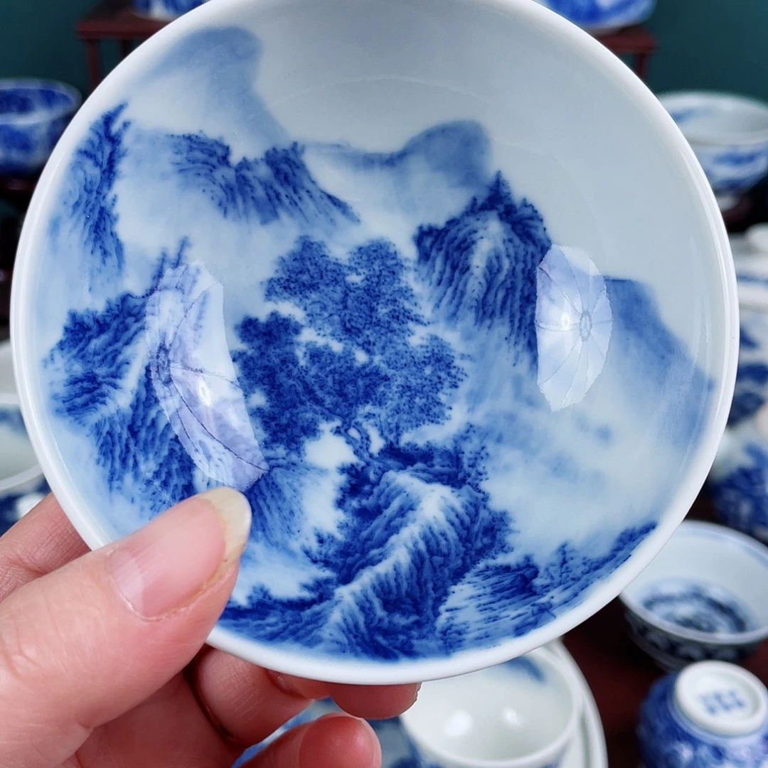 巴***教手工手绘青花，青花