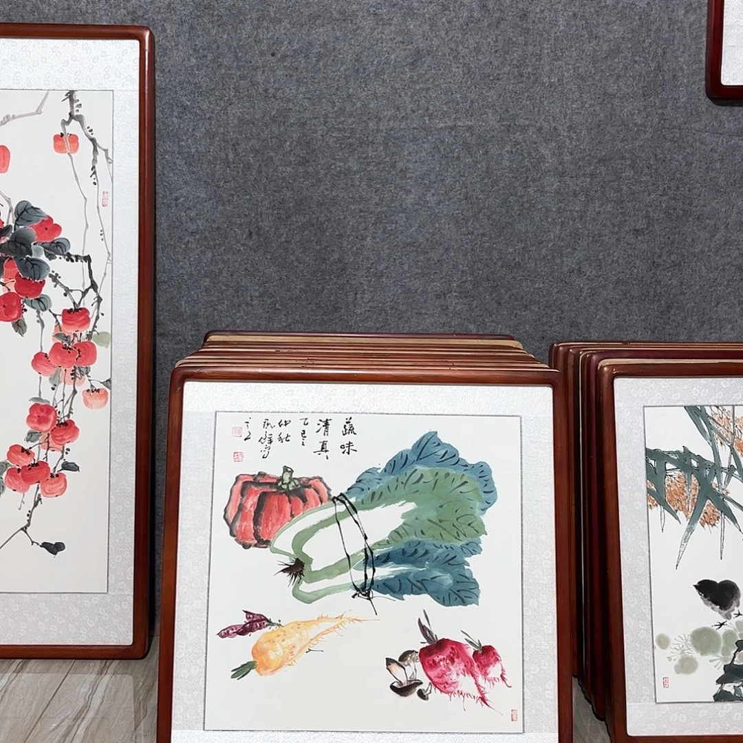国画书画作品带框63×63
