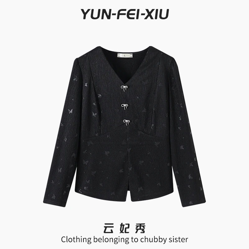 云妃秀大码女装针织衫时尚温柔气质宽松显瘦微胖百搭长袖夏季2201