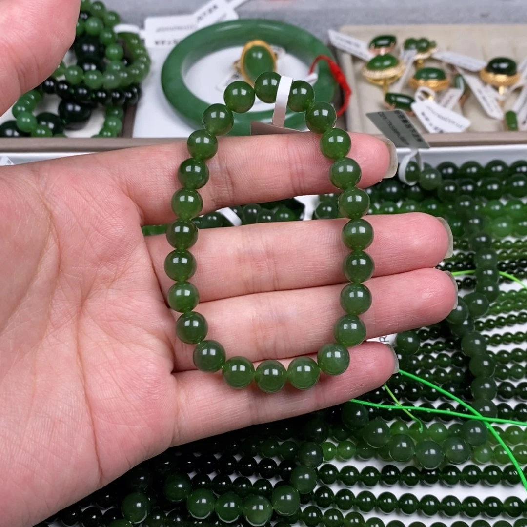 手串未镶嵌和田玉（碧玉）双*?