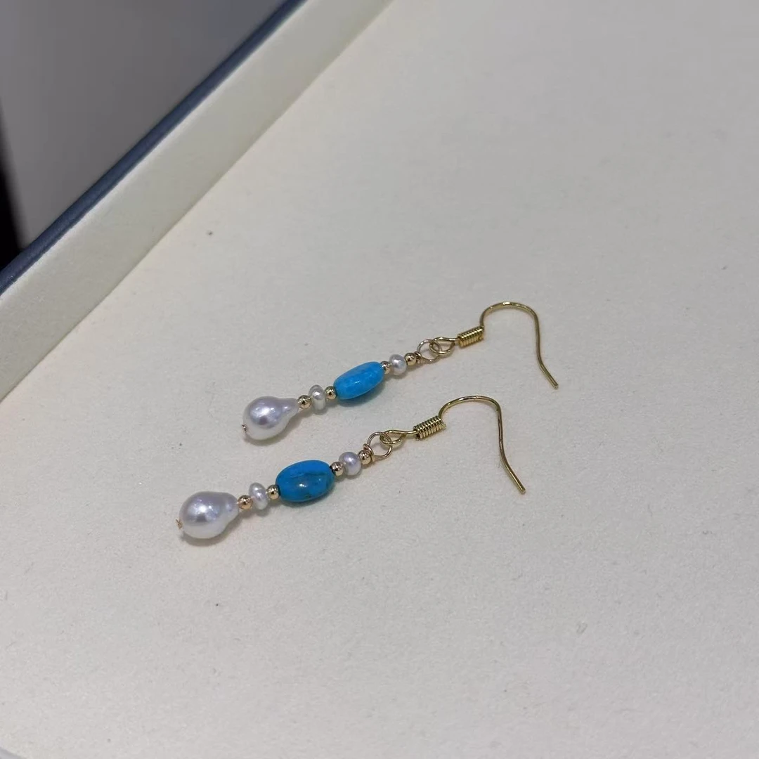 【罗伊伊珍珠】S925银绿松珍珠耳钩 4-7mm