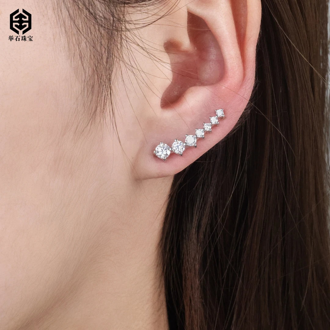 925银莫桑石银制品 【举石精选】X03-9819-1104莫桑钻耳饰（一对）u