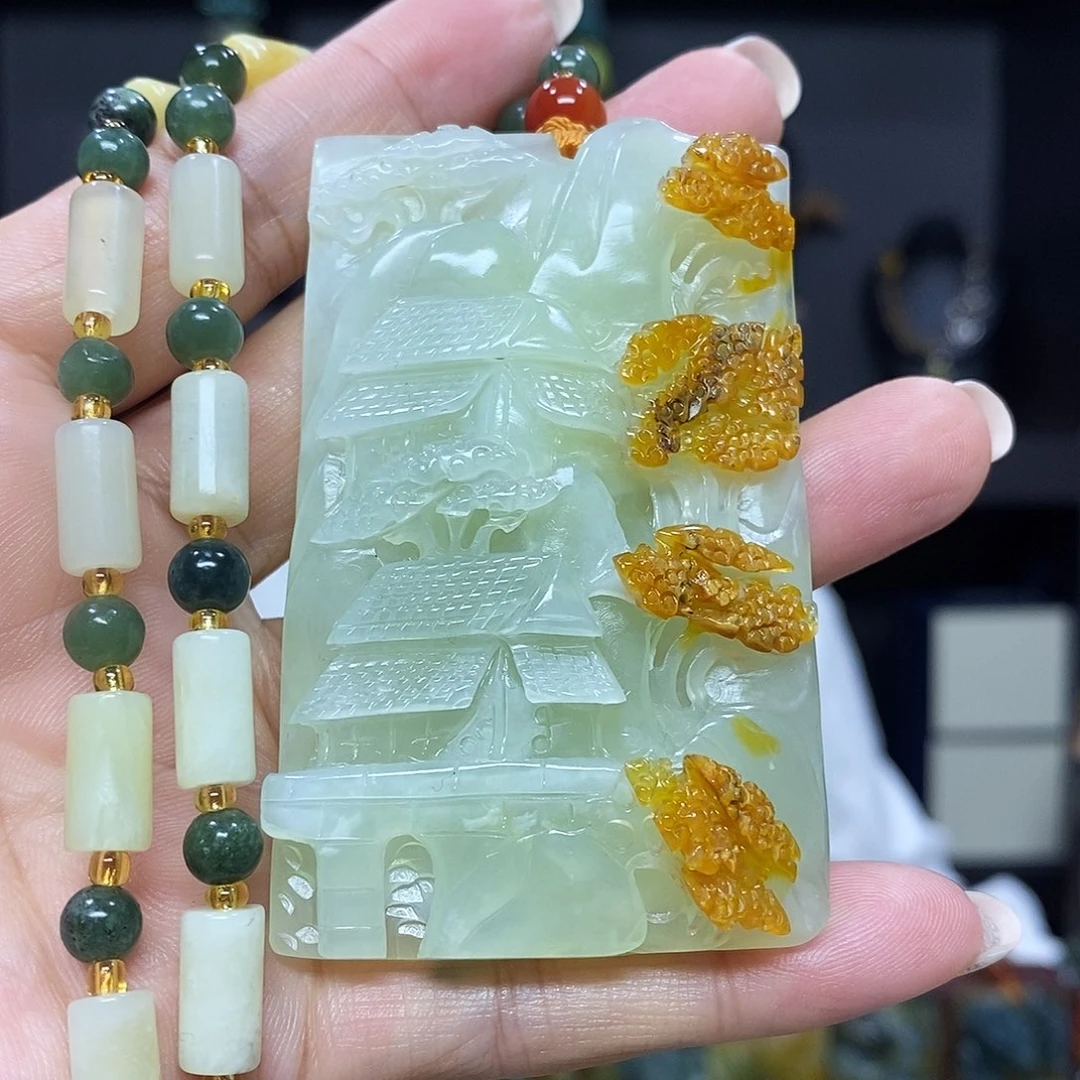 未镶嵌岫玉挂件吊坠项链