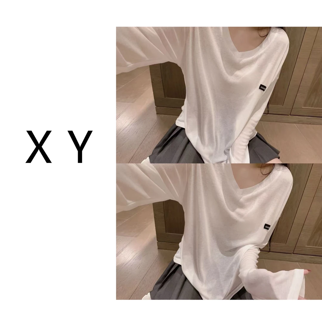 【XY】“零压感”轻盈无束缚薄款防晒衣 V领打底衫长袖T恤