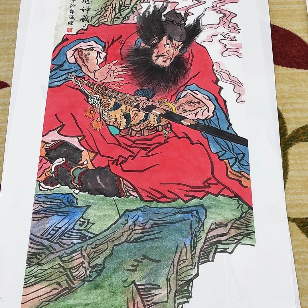 国画三尺整纸手绘作品