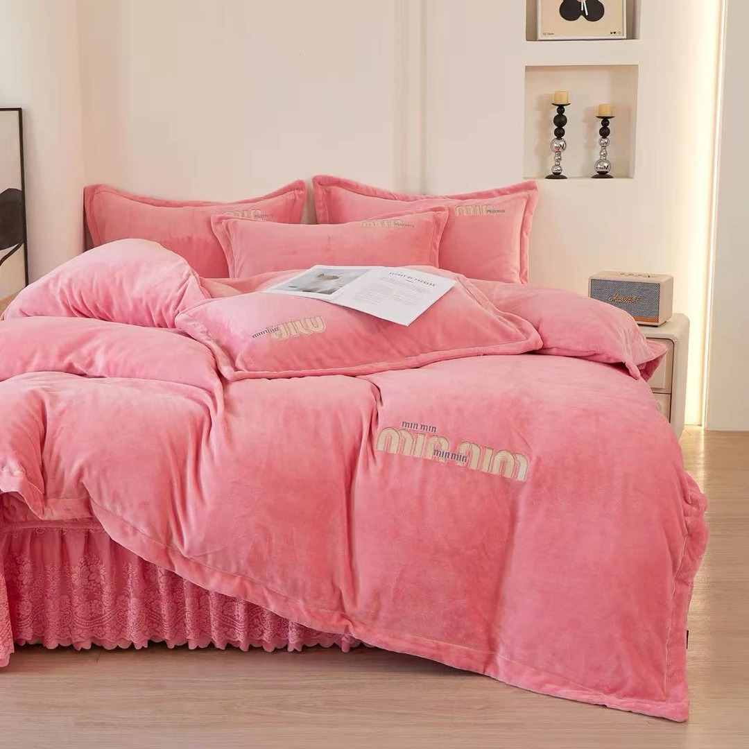 高端 min 【蕾丝款床盖四件套】 加厚特厚保暖床裙款床品四件套