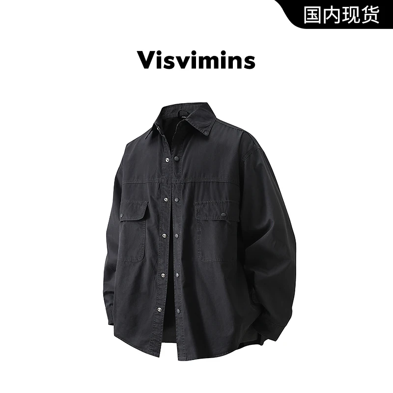 【品牌撤柜清仓】Visvimins纯棉工装衬衫男长袖美式宽松衬衣外套