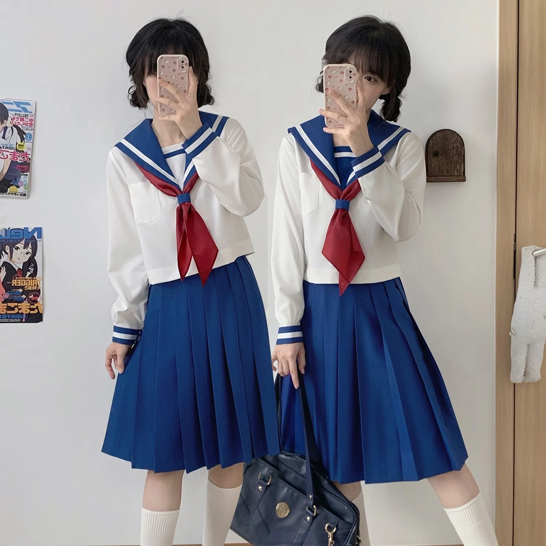 樱花家族动漫感jk制服【粗白一本】校供感水手服长袖中间冬服套装女