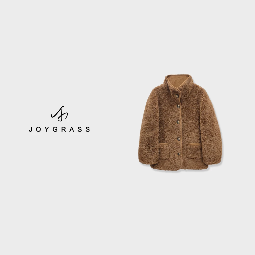 JOJYGRASS(乔伊）女士新款皮毛一体毛绒外套)W-03685