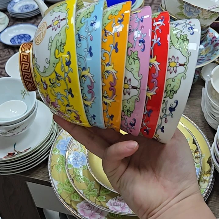 瓷片微瑕珐琅彩5寸6个米饭碗699966