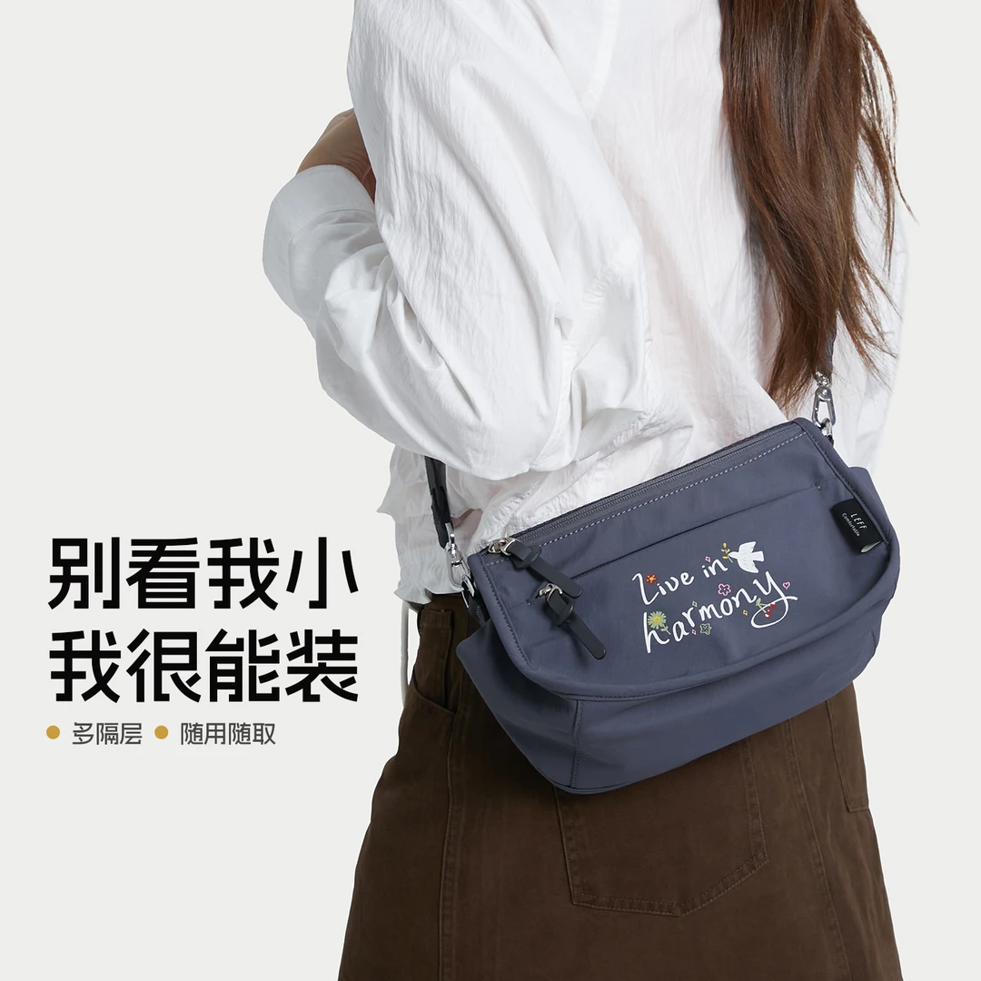 斜挎包2025年新款通勤百搭单肩轻便防水小斜挎包休闲帆布包