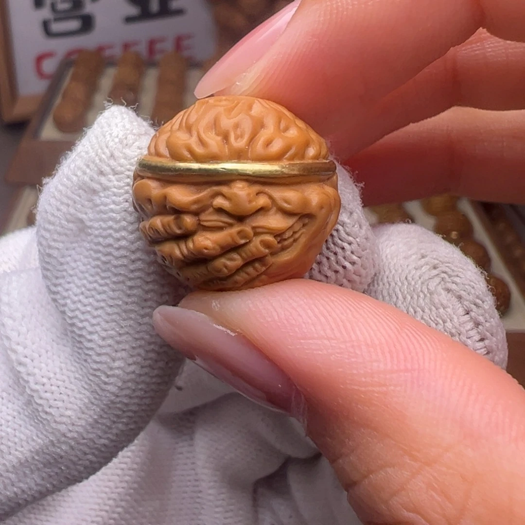 把件猴头核桃镶嵌款盲僧全品有正常封口线