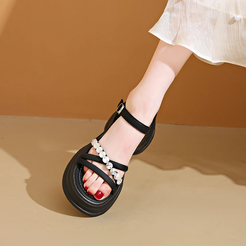 厚底凉鞋女款2025新款夏季配裙子超火百搭不累脚外穿时尚高级感潮