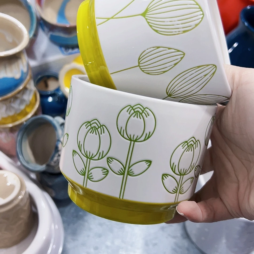 有孔外贸尾单陶瓷花盆凑单10米包邮