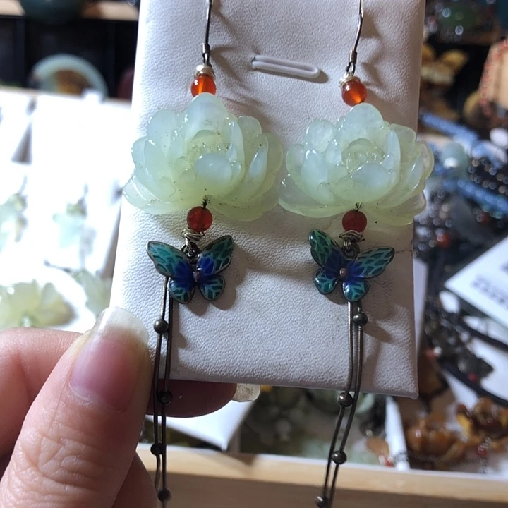 岫玉未镶嵌岫玉耳环