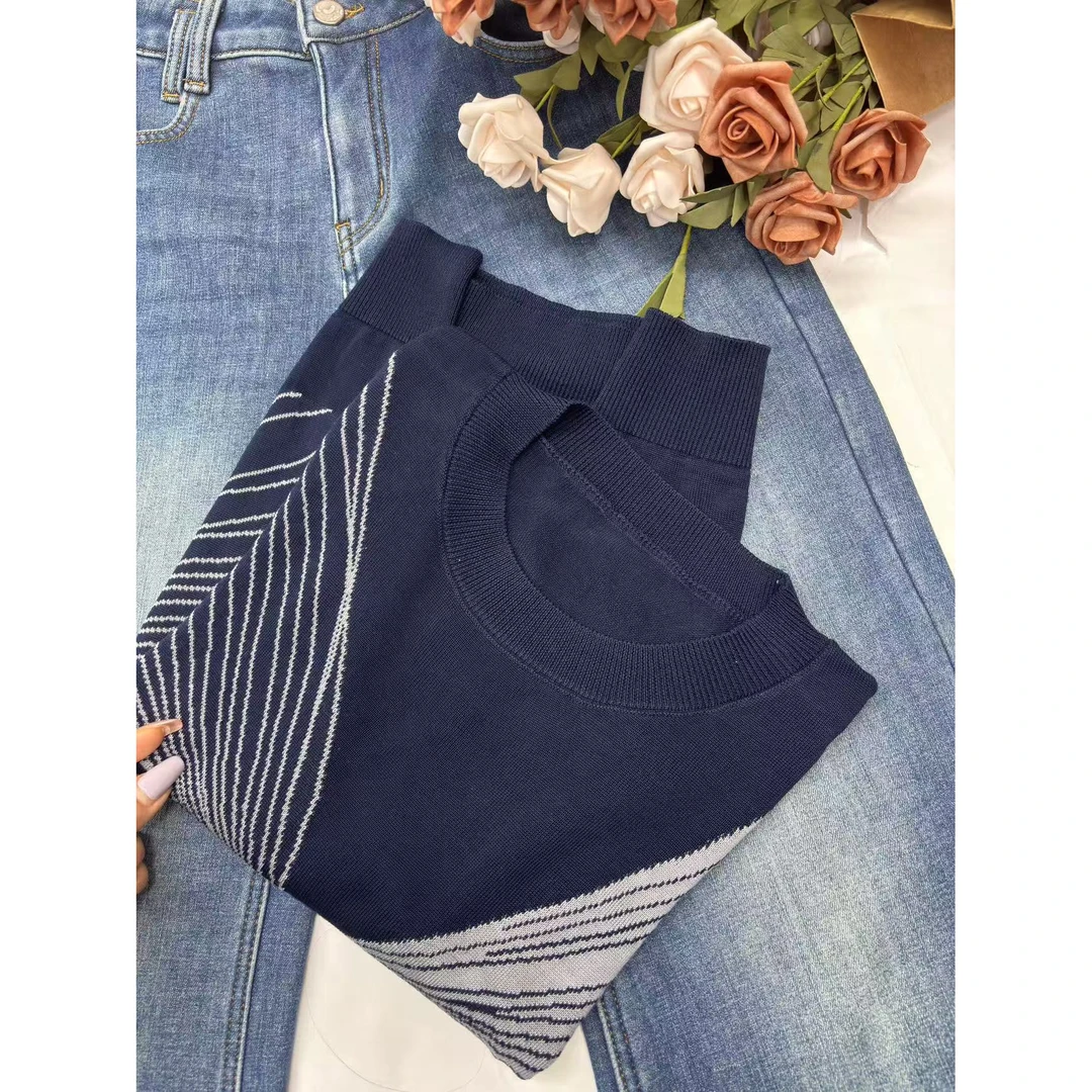 (玉蝴蝶）静静家圆领拼色显瘦气质上衣 新选f1162 J03885