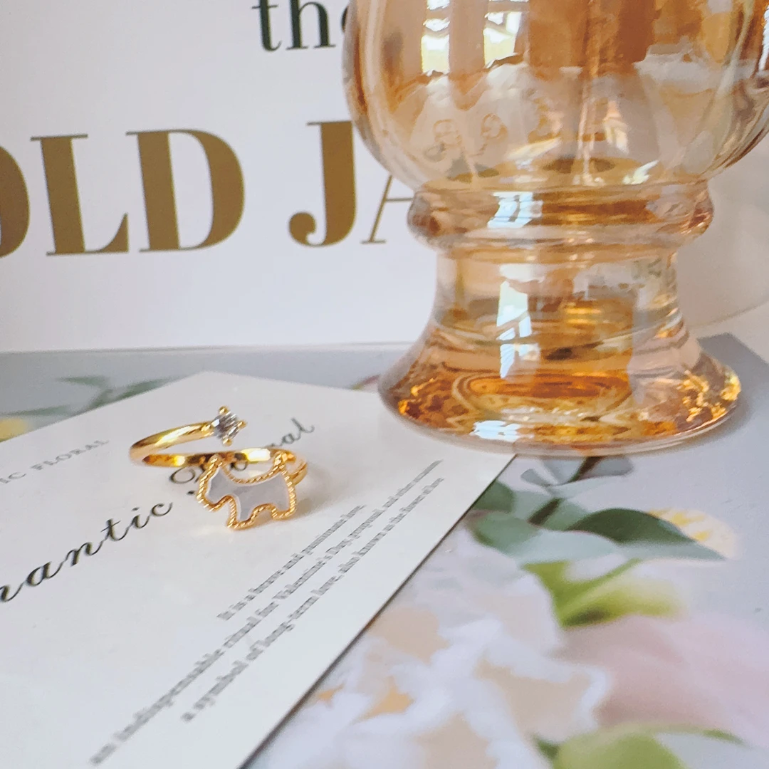 铜合金贝壳戒指 6072 小狗戒指开口戒指