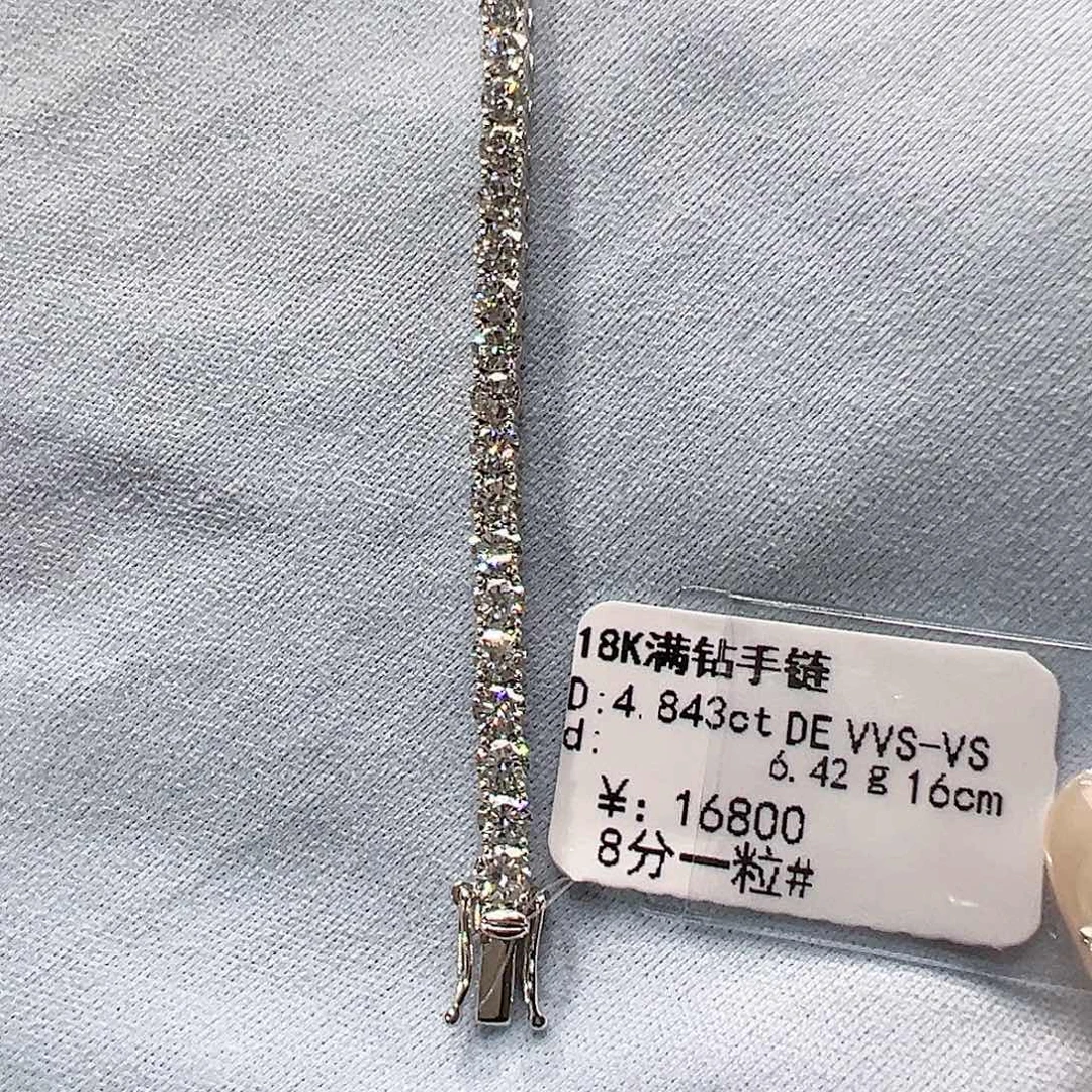 套链18K金镶嵌实验室培育钻石单颗8分，网球款手链