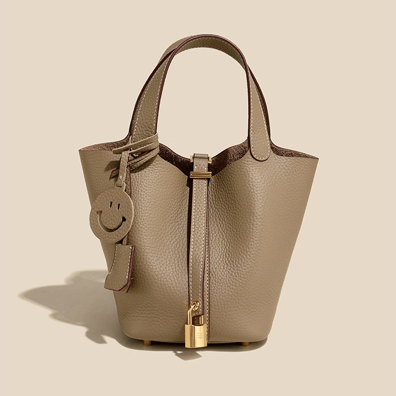 爆款高级感头层牛皮菜篮子包包真皮质感手拎包气质百搭手提女包