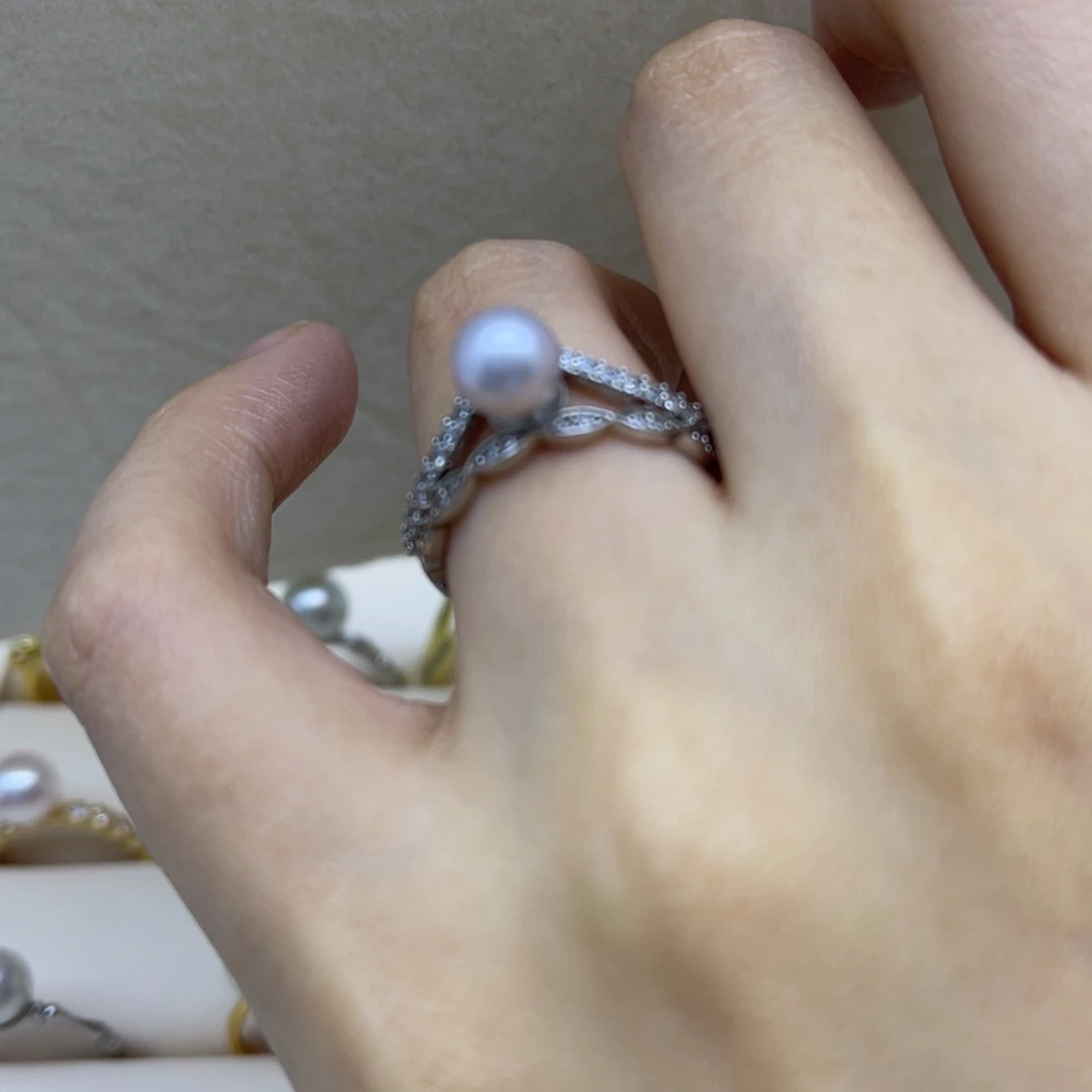 海水珍珠戒指银S925镶嵌