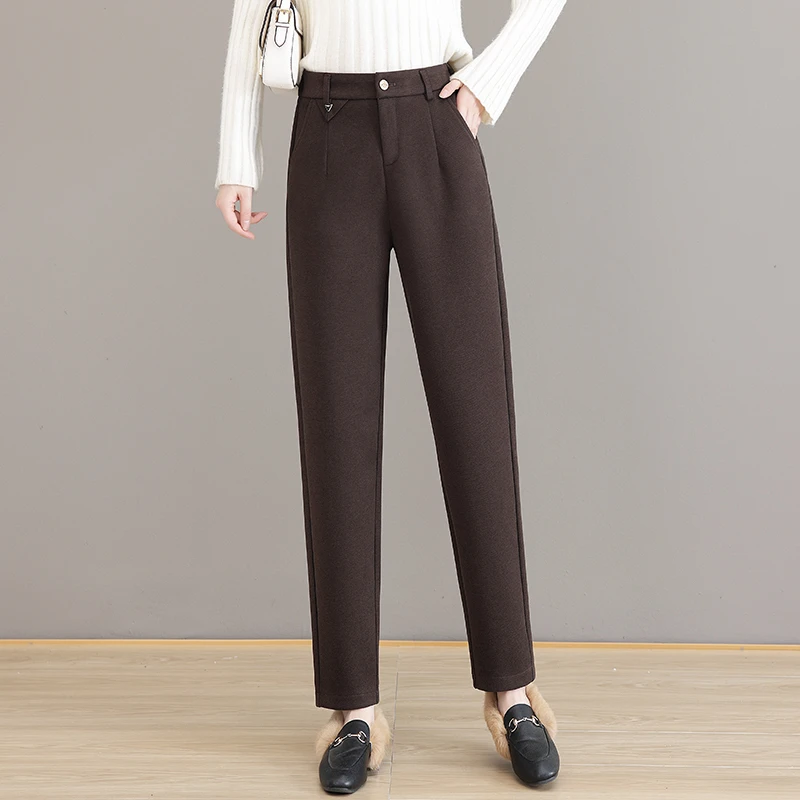 秋季新款高腰直筒休闲长裤舒适透气纯色水洗微弹垂坠感轻薄裤子